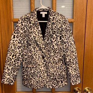EUC Chico's 0 Animal Print Blazer with gold highlights